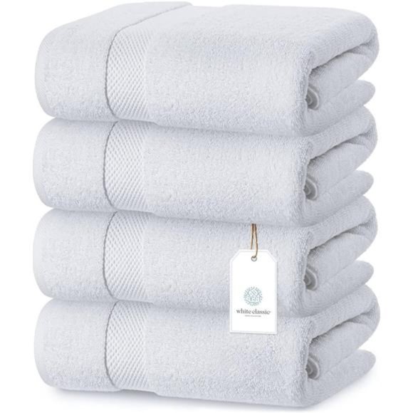 White Classic Luxury White Bath Towels Extra Large100% Soft Cotton 700 GSM